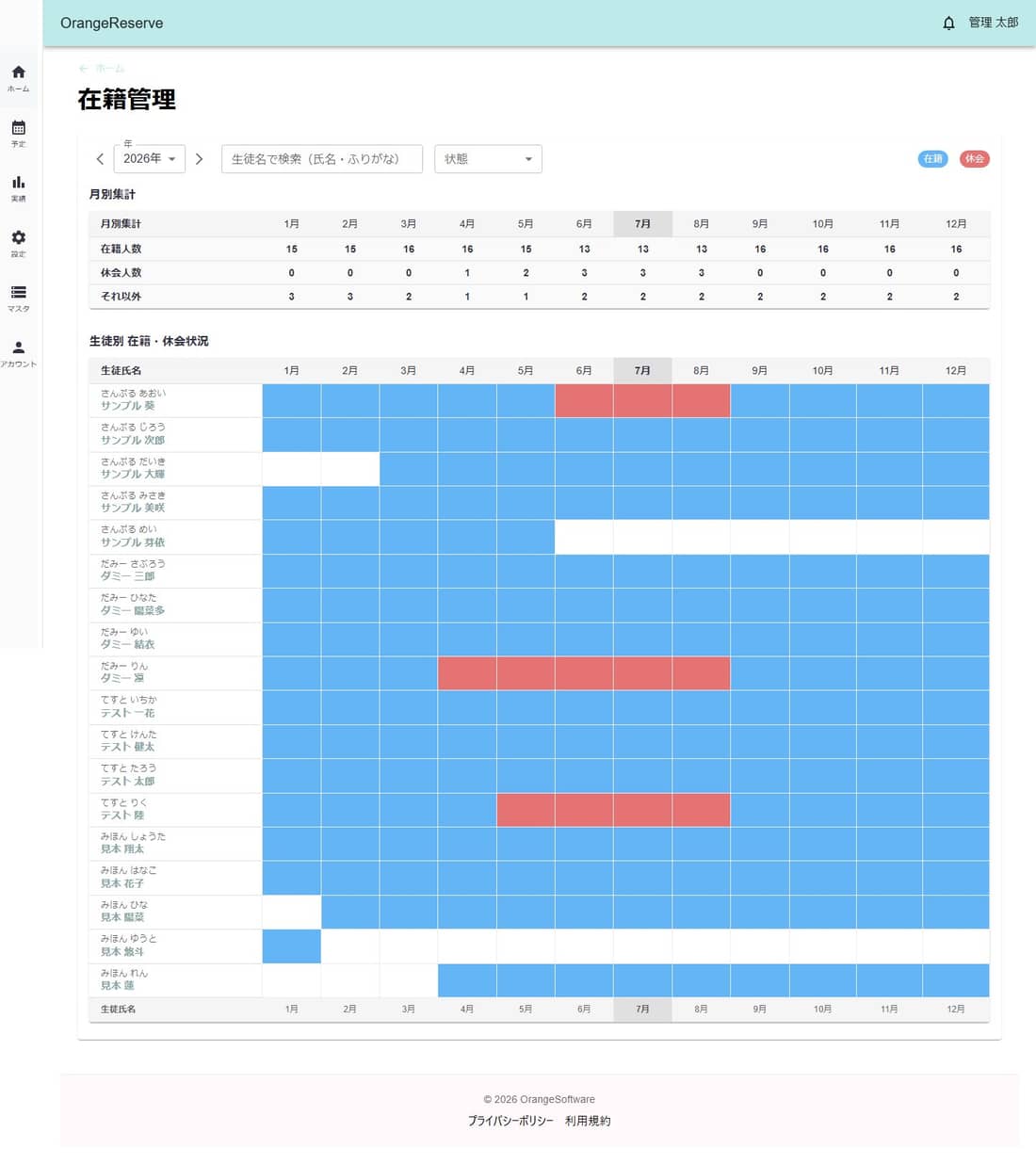 在籍管理表